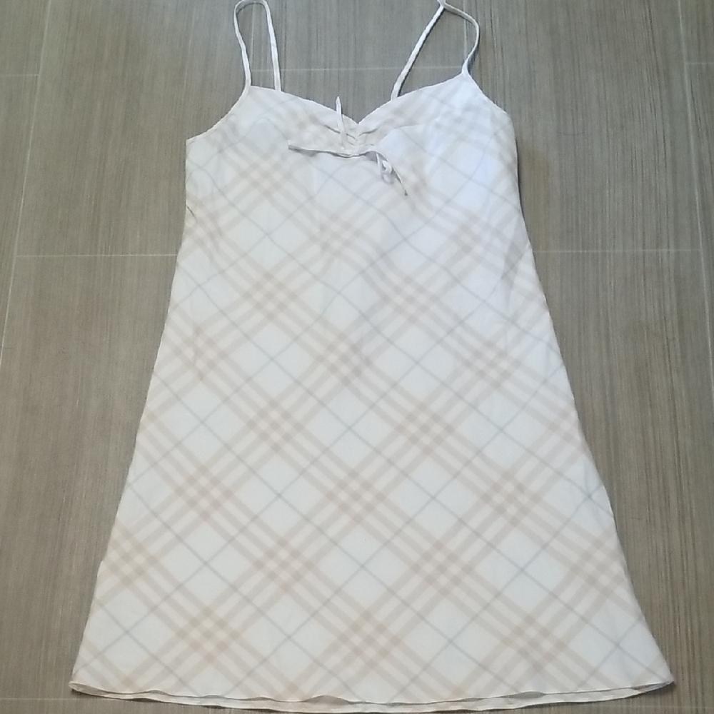 Burberry Cream and Tan Chemise with Sweetheart Neckline
